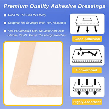 Niceful Silicone Foam Dressing 5“x5 20 Pcs, Gentle for Sensitive Skin - size: 5"x5"(10PCS） (Pack of 2)