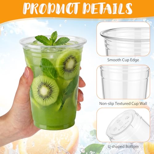 Jingmore 500pack 16oz Clear PET Plastic Cups Bulk, Sturdy Disposable Cold Drink Cups, Clear Reusable Party Drinking Tumblers with Reinforced Rim for Iced Coffee, Picnics, BBQ, Beverage, Commercial - size: 16oz
