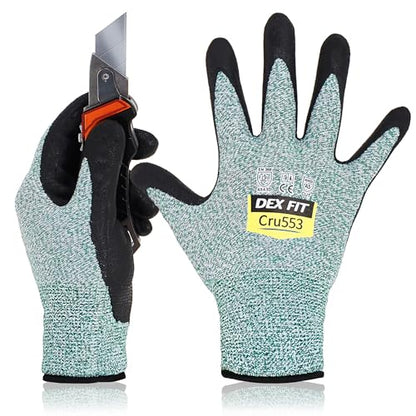 DEX FIT Level 5 Cut Resistant Gloves Cru553, 3D-Comfort Fit, Firm Grip, Thin & Lightweight, Touch-Screen Compatible, Durable, Breathable & Cool, Machine Washable; Green XS (6) 1 Pair - color: Green, size: X-Small