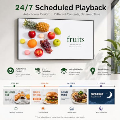 32inch Digital Signage, 1000nits High Brightness Advertising Display, Slim Fit Frameless LCD Monitor, CMS Remote Publishing, 24/7 Operation, Smart Split Screen Play, HDMI/USB/WiFi/Android System - size: 32"+1000nits