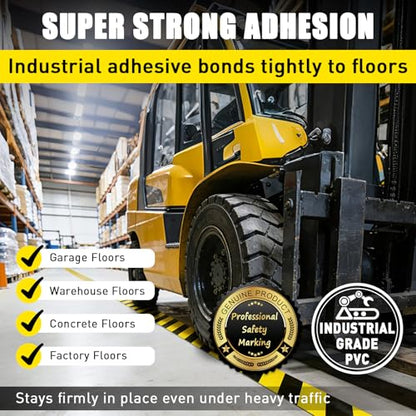 Floor Marking Tape, 1.1mm Extra Thick, Yellow & Black, 2 Inch x 100FT - color: Yellow and Black
