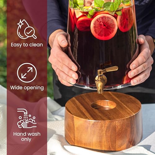 FOODLE Glass Drink Dispenser with Spigot - Beverage Dispenser with Stand - size: 1.72 Gallon