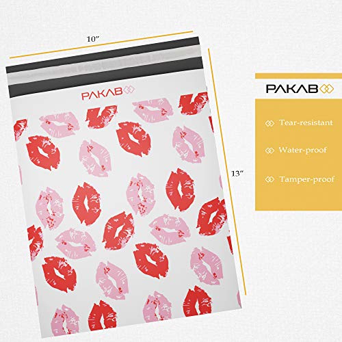 PAKABOO Poly Mailer Shipping Bags 10x13 Inch, 100 Pack, Non-Padded Envelopes with Tamper Proof Self-Seal, Vibrant Lip Print Packaging - color: Lips, size: 10 x 13 inch
