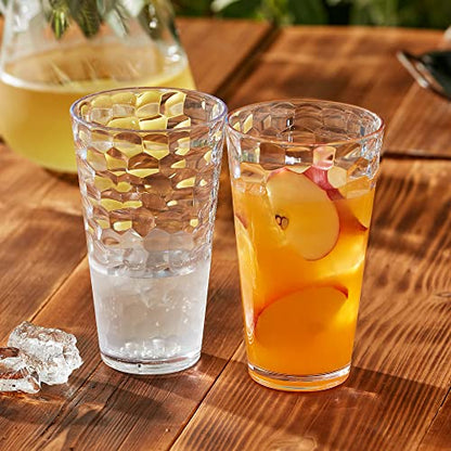 Amazing Abby - Iceberg - 24-Ounce Plastic Tumblers (Set of 8), Plastic Drinking Glasses, All-Clear High-Balls, Reusable Cups, Stackable, BPA-Free, Shatter-Proof, Dishwasher-Safe - color: All-Clear