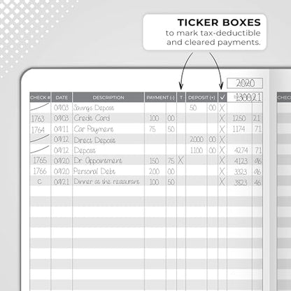 Clever Fox Check Register Book, Checkbook Ledger, 5.8x8.3 Grey - color: Gray, size: A5 (5.8'' x 8.3'')