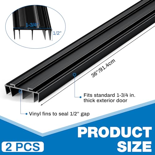 Pangda 2 Pcs Under Door Seal Door Bottom Seal 36" Long 1 3/4" Wide, Black - color: Black
