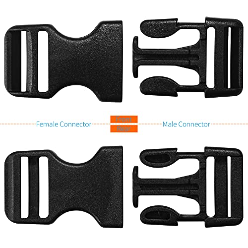 LASIGHT Buckles for 3/4 inch Wide Webbing Straps: Quick Side Release Buckles 10 set and Tri-Glide Slide 20 pcs Fit 0.75" Nylon Web Belt, Plastic Snap Fastener Clip Replacement Dual Adjustable - size: 10 Set for 3/4 inch Webbing