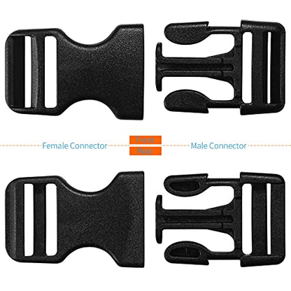 LASIGHT Buckles for 3/4 inch Wide Webbing Straps: Quick Side Release Buckles 10 set and Tri-Glide Slide 20 pcs Fit 0.75" Nylon Web Belt, Plastic Snap Fastener Clip Replacement Dual Adjustable - size: 10 Set for 3/4 inch Webbing