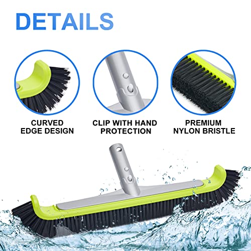 17.5-Inch Curved Pro Pool Brush Head for All Pool Surfaces - size: 17.5" Curved Pro