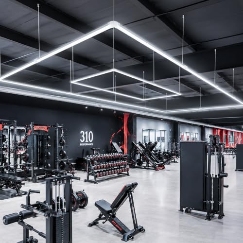 LZHOME LED Garage Lights: Super Bright Suspendable or Surface-Mounted Square Garage Lights, 5000K Natural White LED Lighting Hexagon Shop Light for Warehouse Gym Barber's Shop - size: 2 Rectangle