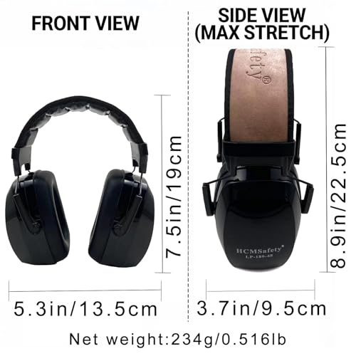 Black Comfortable And Durable Noise Cancelling Headphones For Men For Hunting Shooting Gun Range Mowing Adjustable