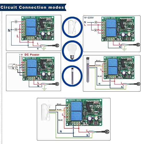 QIACHIP 110V 120V 220V Wireless RF Remote Control Relay Switch Universal 2-Channel 433MHz Receiver with 4 pcs Transmitters for Garage Door Openers, Cars, LED Lights & More (KR2202) - color: KR2202+4KT05（AC 85~220V 2-CH）