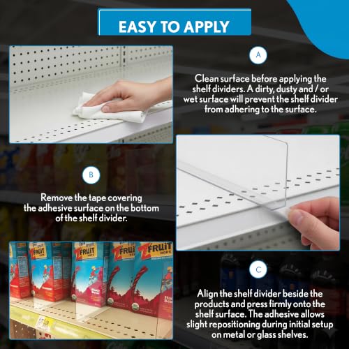 Shelf Dividers, 50 Pack, 3" x 17-9/16", Retail Shelf Organization, Product Separators, Clip Strip