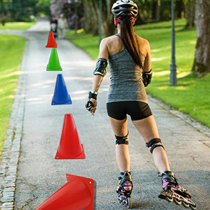 Mirepty 7 Inch Plastic Traffic Cones Sport Training Agility Marker Cone - color: Green, 12 Pack
