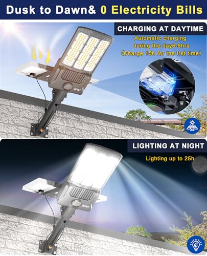 JAYNLT Y-8000W Solar Street Lights Outdoor, Commercial Parking Lot Lights - size: Large
