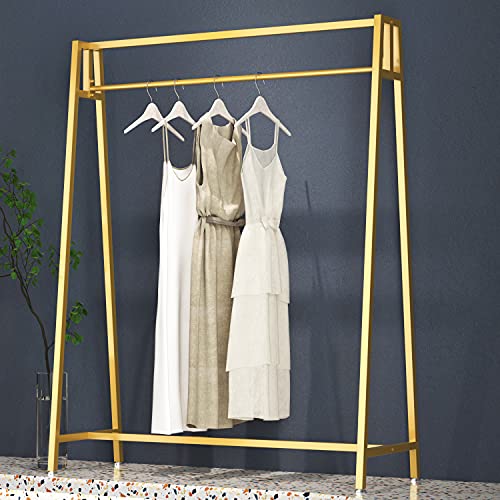 HOMEKAYT Gold Clothing Racks for Hanging Clothes,Modern Metal Heavy Duty Garment Rack,Portable Retail Display Rack Iron Clothing Racks 47''L-Gold - color: Gold