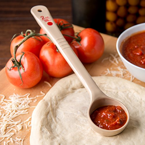 Carlisle FoodService Products 2 Ounce Portion Control Spoon – Long Handle – Flat Bottom Server for Sauces & Toppings, Color Coded Measuring Utensil, Beige