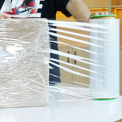 2 Pack Clear Stretch Film Industrial Strength 12'' x 1000 feet 80 Gauge with Plastic Handle, Clear Wrapping Shrink, Durable Self-Adhering Plastic Wrap for Moving, Shipping CHUANGSEED - color: Clear, size: 2 Pack