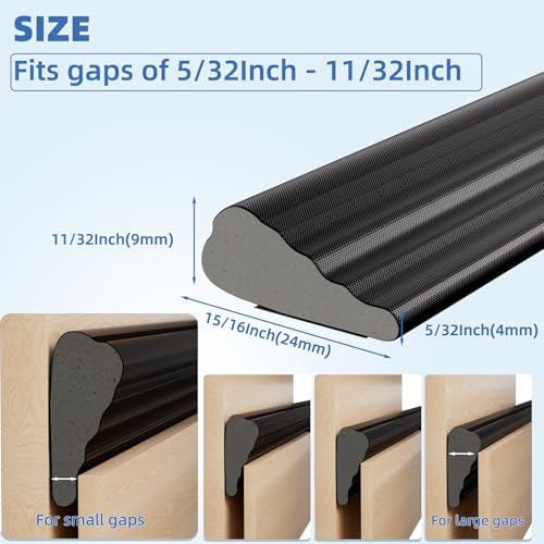 Wedge-Shape Window Weather Stripping Door Frame Seal 3Pcs×196” Black - color: Black, size: 3pcs×196"