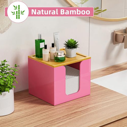 VITVITI Disposable Face Towel Holder for Clean Skin Club, Acrylic Box Pink - color: Pink