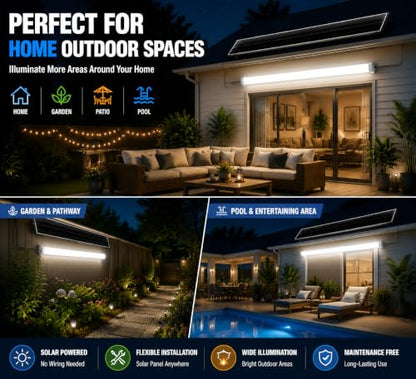 MMKT Solar Powered Shed Light with Motion Sensor & Remote Control, LED Ceiling Light, IP65 Waterproof Split Solar Light for Garage, Shop, Barn, Carport - size: 3FT