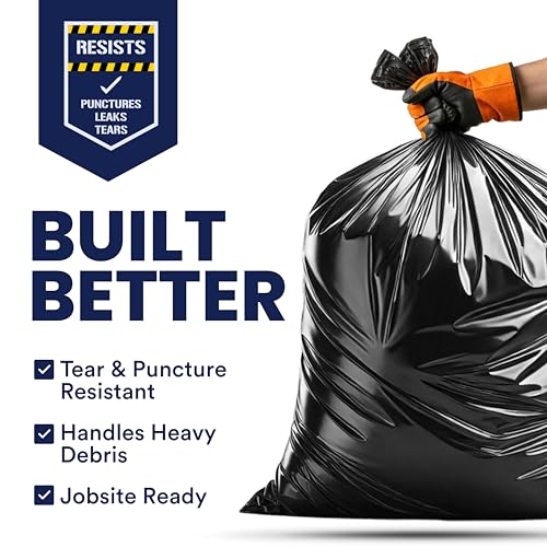 Plasticplace Contractor Garbage Bags: 55 Gallon Trash Bags Heavy Duty, Big Black Trash Bags, 36"x58", 6.0 Mil, Pack of 20 - color: Black, size: 20 Count (Pack of 1)
