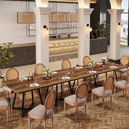 Tribesigns Square Commercial Dining Table Set of 4, 31.5" Heavy Duty Dinner Table with Metal Base, Wooden Kitchen Table for Restaurant, Cafe, Bakery, School, Apartment (Chairs are not Included) - color: Brown, size: Square-4PCS