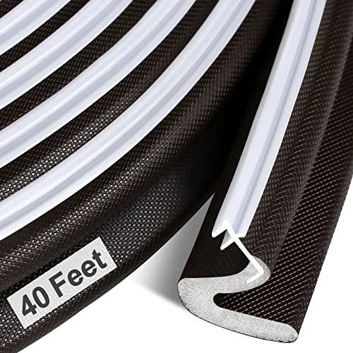 Litaibai 40 ft Kerf Weather Stripping Door Seal for Exterior Doors, Brown - color: Brown, size: 40 Feet