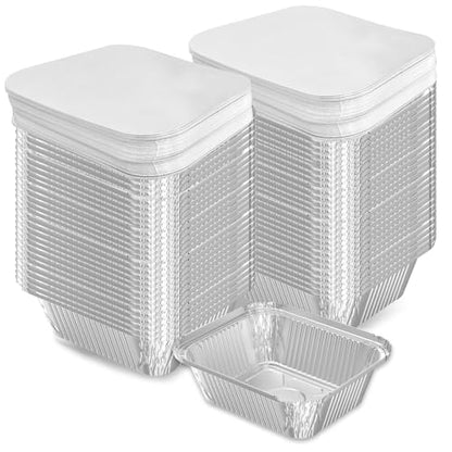 iHomeSet 100 Pack 1 lb Aluminum Foil Pans with Paper Lids - size: 1 lb (Pack of 100), style: Tin Pans with Paper Lids