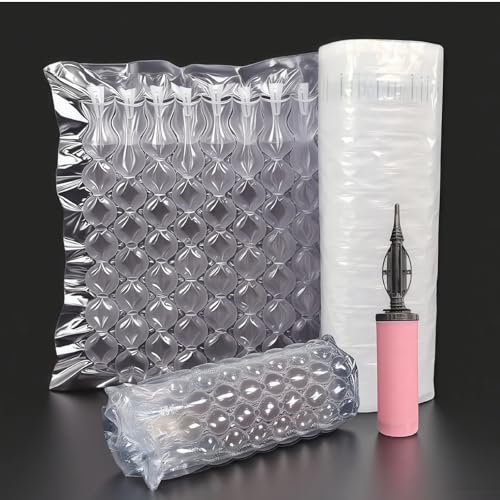 Inflatable Bubble Cushioning Wrap Roll for Packing, Bottle Shipping Protector Space Saving Packing Material for Fragile Items Large Air Pillows for Shipping Moving supplies, 13.7 in*131.23 ft - size: 13.7in*131ft