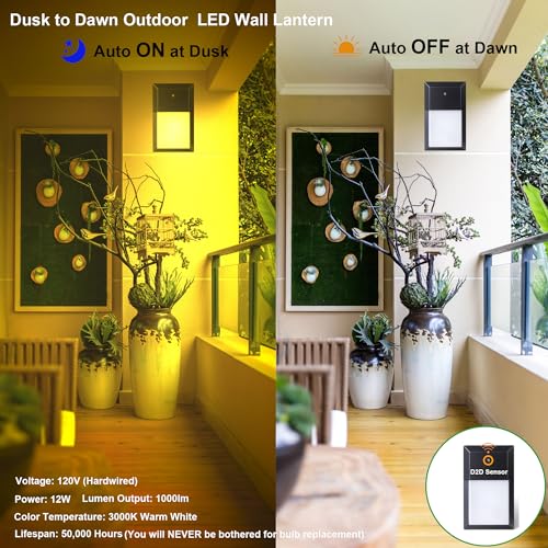 LIT-PaTH Outdoor Wall Light Fixture, Aluminum, LED 3000K, Black, 1 Pack - color: 3000K Black, size: 1-pk d2d