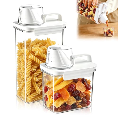 Cereal Storage Containers Set(S*1&L*1) Airtight Food Storage Dispenser - size: 1 Large, 1 Small-2 pcs