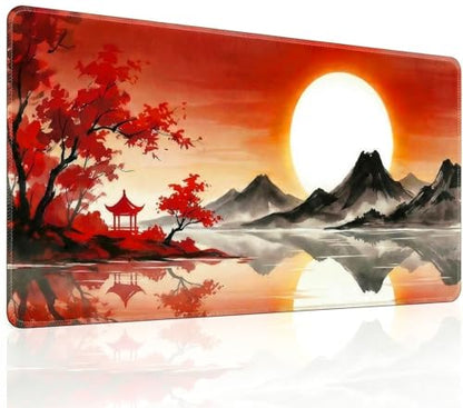 Large Gaming Mouse Pad, 35.4 x 15.7 Inch Computer Mousepad, Waterproof Gaming Mousepad with Stitched Edges and Non-Slip Rubber Base, Extended Desk Mat for Home Office Work(Sunset)