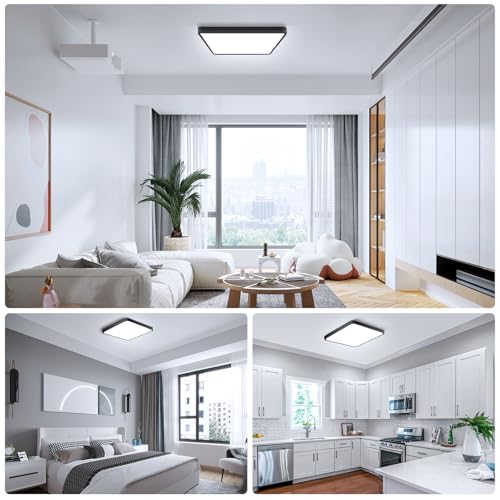 9Inch 18W Square LED Ceiling Light Fixtures Flush Mount, 6000K Cold White LED Ceiling Lamp, Surface Mount Modern Ceiling Lights, Black Slim Flat Panel Lighting for Bedroom, Kitchen, Bathroom Etc - color: Cool White, size: 9 inch Black