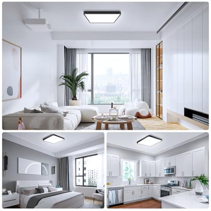 9Inch 18W Square LED Ceiling Light Fixtures Flush Mount, 6000K Cold White LED Ceiling Lamp, Surface Mount Modern Ceiling Lights, Black Slim Flat Panel Lighting for Bedroom, Kitchen, Bathroom Etc - color: Cool White, size: 9 inch Black