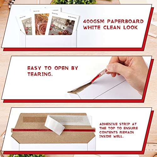 Fainne 200 Pcs 6 x 6'' Rigid Mailers 400 GSM Keep Flat Cardboard Mailers Shipping Cardboard Envelopes Disc DVD CD Envelopes with Self Adhesive Flap and Tear off Strip for Mailing Photo (White)
