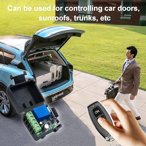 QIACHIP DC 5V 9V 12V 24V 48V Wireless Remote Switch 433Mhz 1-Channel Relay Receiver with 1 Transmitter for Door Access Controls - style: 1 receiver + 1 transmitter