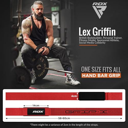 RDX Lifting Straps for Weightlifting –100% Cotton Heavy Duty Gym Wrist Strap with 5MM Neoprene Padding, 60CM Anti-Slip Hand Grip Wraps for Deadlifts Powerlifting Workouts Strength Training, Men Women - color: Dotted Red