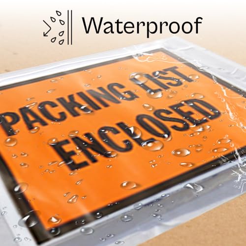 PSBM 1000 PCS, 5.5 x 10 Inch Orange Full Face Packing List Enclosed Bags, Shipping Mailing Envelopes and Packing Slip Pouches for Mailing Labels, Invoices and Documents - size: 5.5" x 10" / Back Side Load