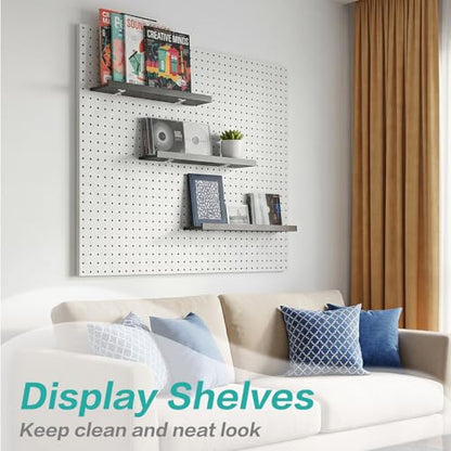 Black Pegboard Shelves with Lip, 3Pack 14" x 4" Peg Board Racks & Brackets - color: Black