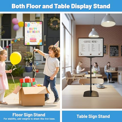 Sign Holder Stand 8.5 x 11, Adjustable Poster Stand for Table Top & Floor, Signage Display Stands, Floor Standing Sign Holder for Advertisement, Tradeshow, Store, Business, 2 Pack - size: 2 Pack, 8.5 x 11 inch