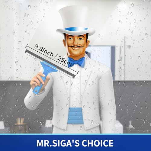 MR.SIGA Professional Window Squeegee & Microfiber Window Scrubber, 10 inch - size: 10-inch