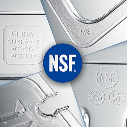 CURTA 6 Pack NSF Food Pan Cover, 1/2 Size Clear Polycarbonate Lid with Handle for Commercial Food Pan, Dishwasher & Freezer Safe Plastic Clear - color: 1/2 Size, size: Handled Lids