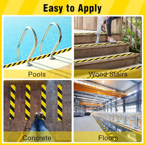S&X Anti Slip Tape 1in x 60ft Grip Tape for Stairs & Ramps, Black/Yellow - color: Black/Yellow, size: 1" X 60'