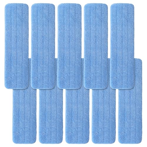 Microfiber Mop Pad for Rubbermaid Commercial 20 Inch Mop Head - 10 Pack Wet & Dry Commercial Cleaning Refills Reusable Mop Refills Fit for Any Microfiber Flat Mop System 18" to 21" - color: Blue-20inch-10pack