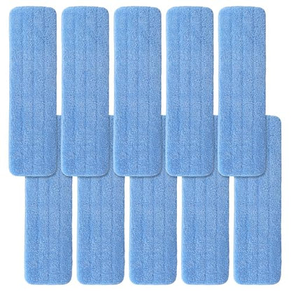 Microfiber Mop Pad for Rubbermaid Commercial 20 Inch Mop Head - 10 Pack Wet & Dry Commercial Cleaning Refills Reusable Mop Refills Fit for Any Microfiber Flat Mop System 18" to 21" - color: Blue-20inch-10pack