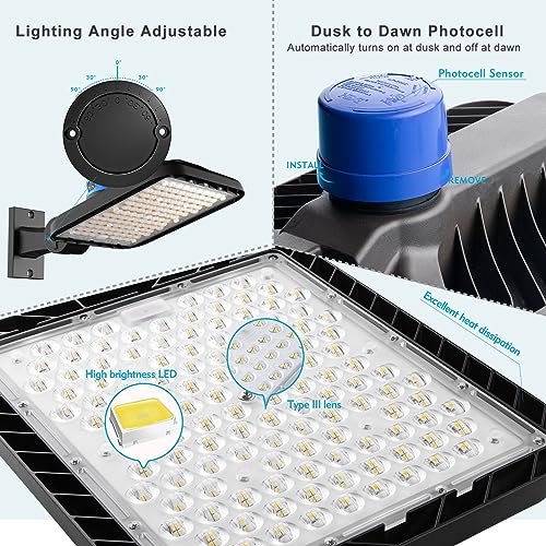 Lightdot 240W(240x1W LED) Parking Lot LED Lights 60000Lm LED Pole Lights Outdoor with Smart Photocell 5000K ETL IP65 Parking Lot Light Commercial for Height 30~40Ft Yard,Driveway,Stadium,Roadway-4Pack