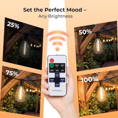 Outdoor String Lights 25FT with APP & Remote, S11 String Lights for Garden - size: 25FT(10 Bulbs)