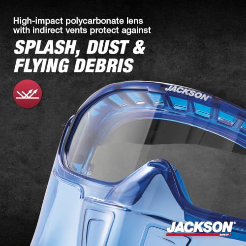 Jackson Safety GPL500 Clear Safety Goggles with Face Shield - ANSI Z87.1 - size: One Size, style: Clear Lens