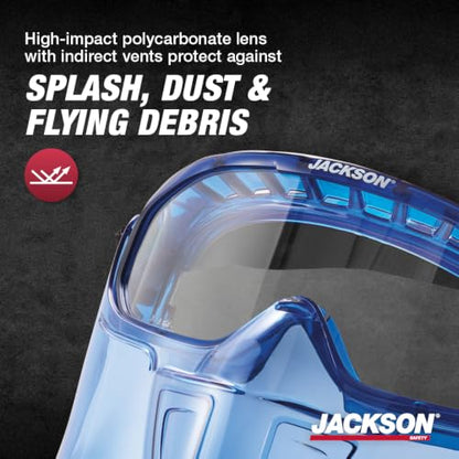 Jackson Safety GPL500 Clear Safety Goggles with Face Shield - ANSI Z87.1 - size: One Size, style: Clear Lens